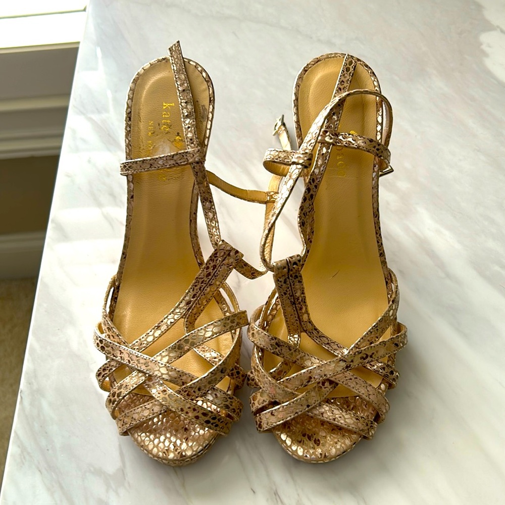 Kate Spade gold platform heels
